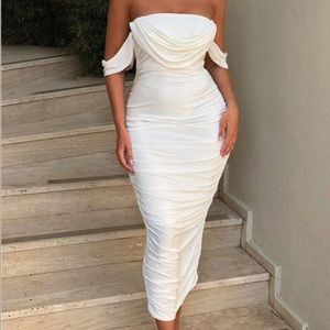 White ruched dress